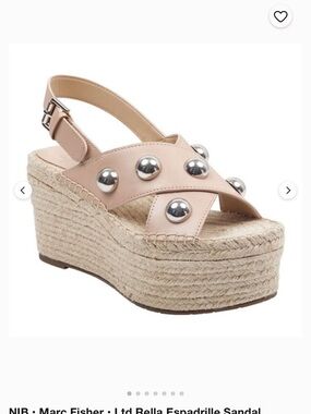 Marc fisher merella studded leather wedge sandals flaw sz 7.5 m